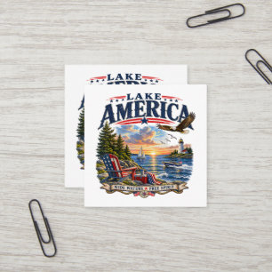 Amerika-Seeleopard Sonnenuntergang Patriotischer A Quadratische Visitenkarte