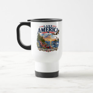 Amerika-Seeleopard Sonnenuntergang Patriotischer A Reisebecher