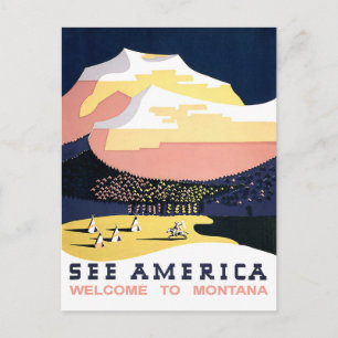 Amerika sehen, nach Montana kommen, Vintag, reisen Postkarte