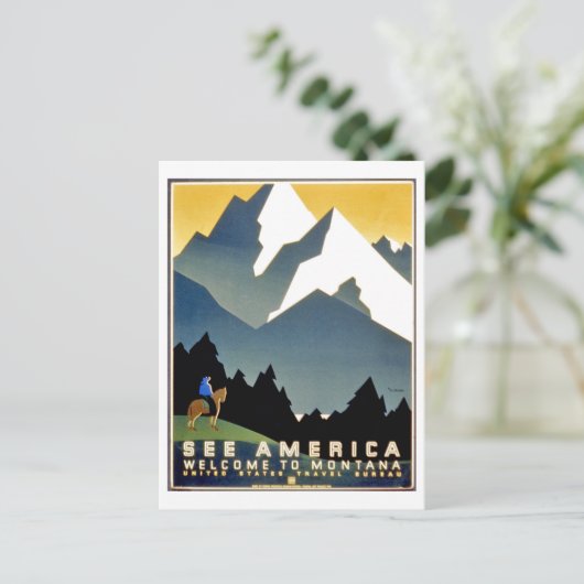 Amerika sehen, willkommen in den Montana-Bergen, V Postkarte (Stehend Vorderseite)