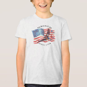 Amerika seit 1776 Wasserfarben-Flagge/S.Adler/Ster Tri-Blend Shirt