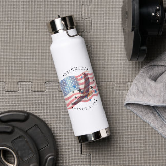 Amerika seit 1776 Wasserfarben-Flagge/S.Adler/Ster Trinkflasche
