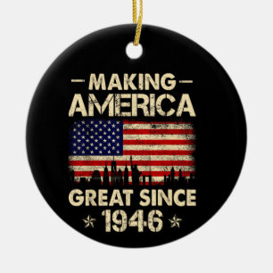 Amerika seit 1946 großartig machen Retro 76. Gebur Keramik Ornament