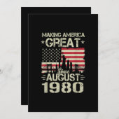 Amerika seit August zum Geburtstag als Geschenk ma Einladung (Vorne/Hinten)