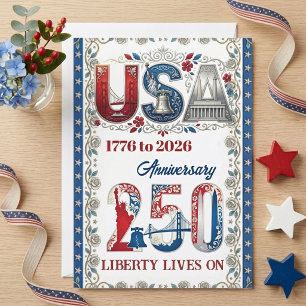 Amerika Semiquincentennial 1776-2026 USA 250 Jahre Feiertagskarte