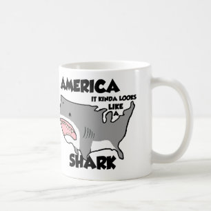 Amerika sieht ein bisschen wie eine Haifisch-Tasse Kaffeetasse