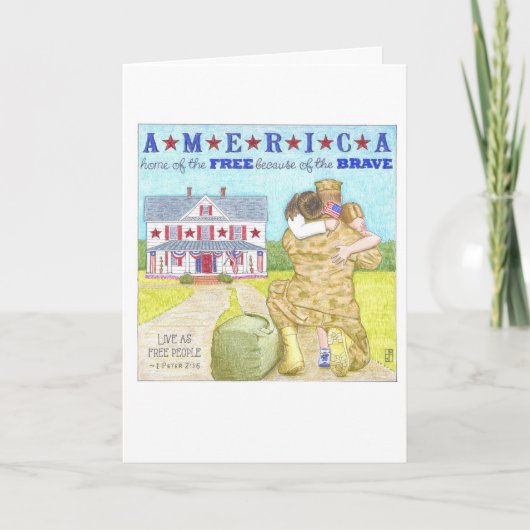 Amerika-Soldat danken Ihnen zu kardieren Dankeskarte (Vorderseite)