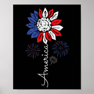 Amerika Sonnenblume 4. Juli Unabhängigkeitstag Pat Poster