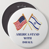 Amerika steht mit der israelischen Fahne Button (Vorne & Hinten)