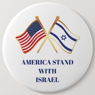 Amerika steht mit der israelischen Fahne Button