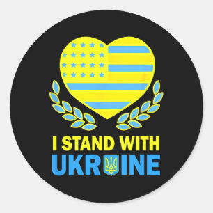 Amerika Steht Mit Ukraine Shirt Ukrainisch Usa Fla Runder Aufkleber