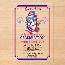 Amerika Text und Sterne Farbige Gestaltung Acryleinladungen