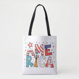 Amerika Text und Sterne Farbige Gestaltung Tasche