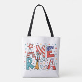 Amerika Text und Sterne Farbige Gestaltung Tasche (Rückseite)