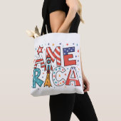 Amerika Text und Sterne Farbige Gestaltung Tasche (Von Nahem)