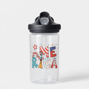 Amerika Text und Sterne Farbige Gestaltung Trinkflasche