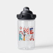 Amerika Text und Sterne Farbige Gestaltung Trinkflasche (Rückseite)