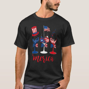 Amerika trinkt Weingläser 4. Juli T-Shirt
