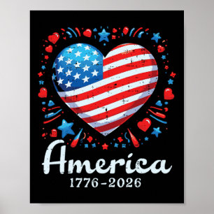 Amerika Us Flagge Herz 1776 2026 250. Jubiläum  Poster
