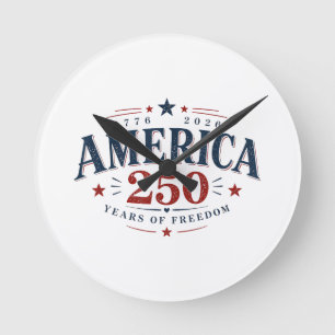 Amerika USA 250., 250 Jahre Freiheit Runde Wanduhr