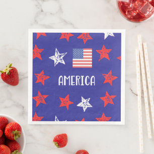Amerika USA 4. Juli Red White Stars Flag Serviette