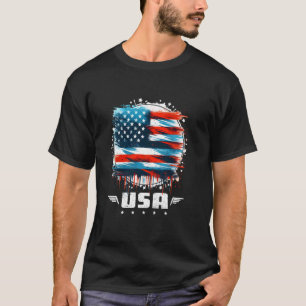 Amerika USA 4. Juli Vintager amerikanischer Flagge T-Shirt