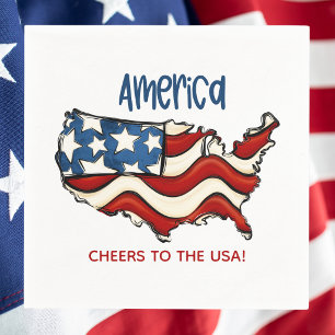 Amerika USA Flagge Karte / Prost auf die USA Patri Serviette