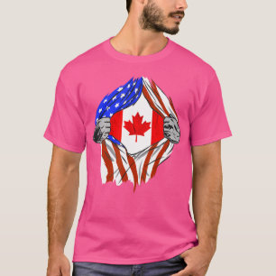 Amerika USA Kanadische Flagge Brust Kanadische Wur T-Shirt