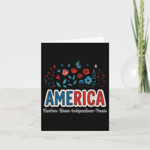 Amerika USA Merica 4. Juli Vierte Blume Blumenkohl Karte