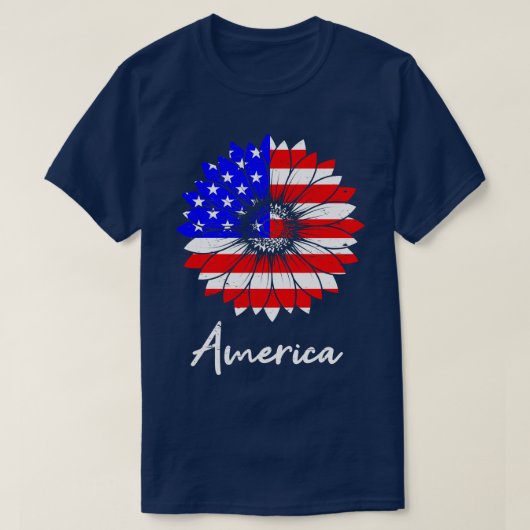 Amerika USA Sun Flower Gift T-Shirt (Design vorne)