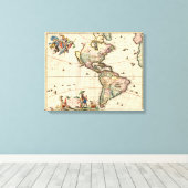 Amerika Vintag Map 1670 gepackte Leinwand (Insitu (Holzboden))