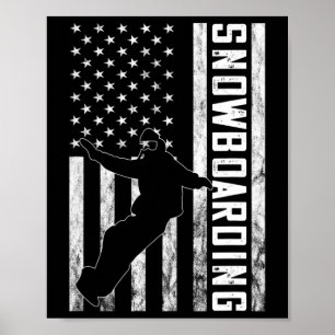 Amerika Vintage Flagge Snowboarder Snowboard Snowb Poster