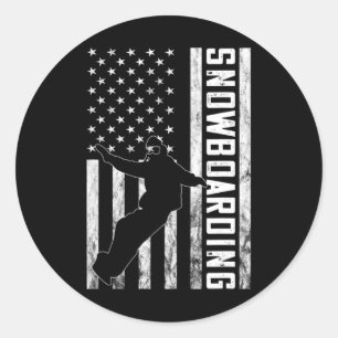Amerika Vintage Flagge Snowboarder Snowboard Snowb Runder Aufkleber