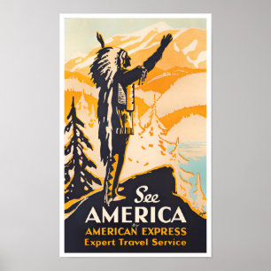 Amerika Vintage Reiseplakat sehen Poster
