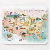 Amerika | Watercolor Illustriert USA Map Mousepad (Vorne)