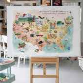 Amerika | Watercolor Illustriert USA Map Poster