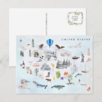 Amerika | Watercolor Illustriert USA Map