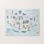 Amerika | Watercolor Illustriert USA Map Puzzle<br><div class="desc">Ein perfektes Kunstwerk für jeden, der die Vereinigten Staaten Liebe hat. Fügen Sie diesem Design Ihre benutzerdefinierte Formulierung hinzu, indem Sie die "Diese Vorlage bearbeiten"-Felder auf der rechten Seite des Elements verwenden, oder klicken Sie auf die blaue Schaltfläche "Anpassen", um den Text anzuordnen, die Schriftart und Farben zu ändern und...</div>