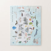 Amerika | Watercolor Illustriert USA Map Puzzle (Vertikal)