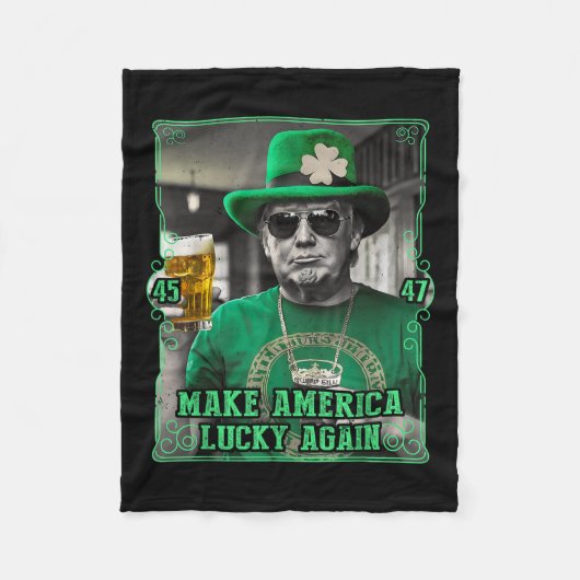 Amerika wieder Glück St. Patricks Day 2025 Gre Fleecedecke (Vorderseite)