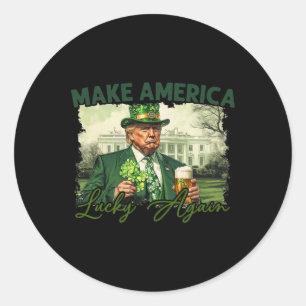 Amerika wieder glücklich machen Trump St Patrick D Runder Aufkleber