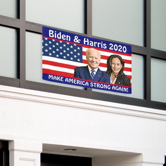 Amerika wieder stark machen Biden und Harris Outdo Banner (Äußeres Gebäude)