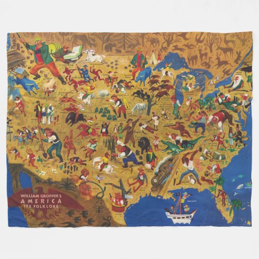 Amerika William-Groppers - Cartoon-Folklore Fleecedecke (Vorderseite (Horizontal))