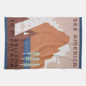 Amerika Willkommen in Montana, Vintage Travel Geschirrtuch (Horizontal)