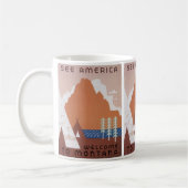Amerika Willkommen in Montana, Vintage Travel Kaffeetasse (Links)