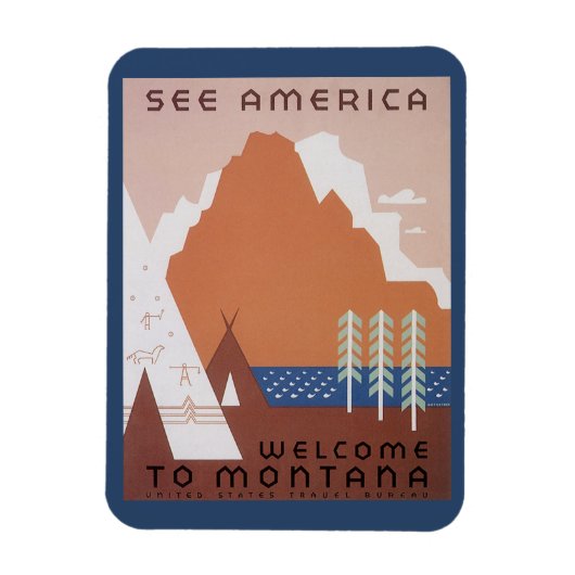 Amerika Willkommen in Montana, Vintage Travel Magnet (Vertikal)
