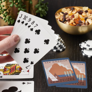 Amerika Willkommen in Montana, Vintage Travel Spielkarten