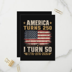 Amerika wird 250, ich werde 50 einladungspostkarte