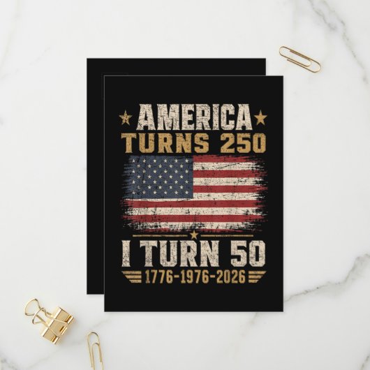 Amerika wird 250, ich werde 50 einladungspostkarte (Vorderseite/Rückseite Beispiel)