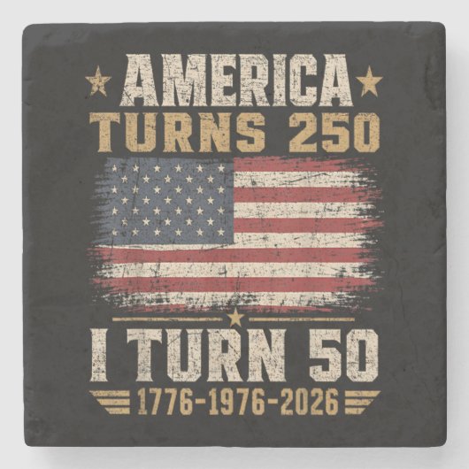Amerika wird 250, ich werde 50 steinuntersetzer (Vorderseite)